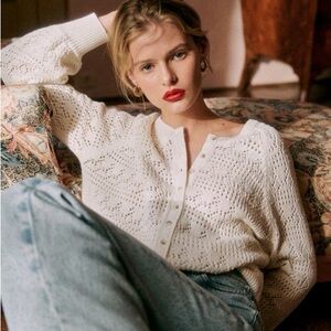 Sézane Capucine Cardigan in White